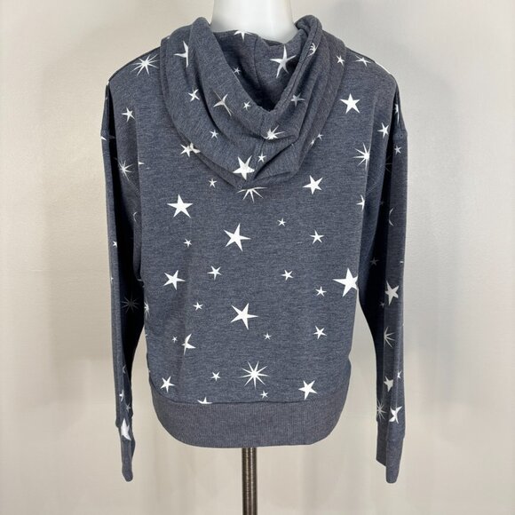 Wildfox Sweatshirt Medium Blue Stars Cropped Hoodie Pullover Women's Casual - Picture 5 of 10